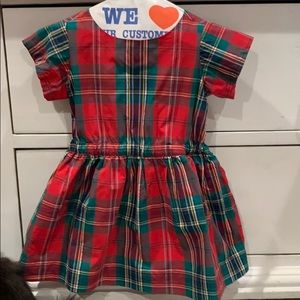 Girls plaid holiday dress with bows at back
